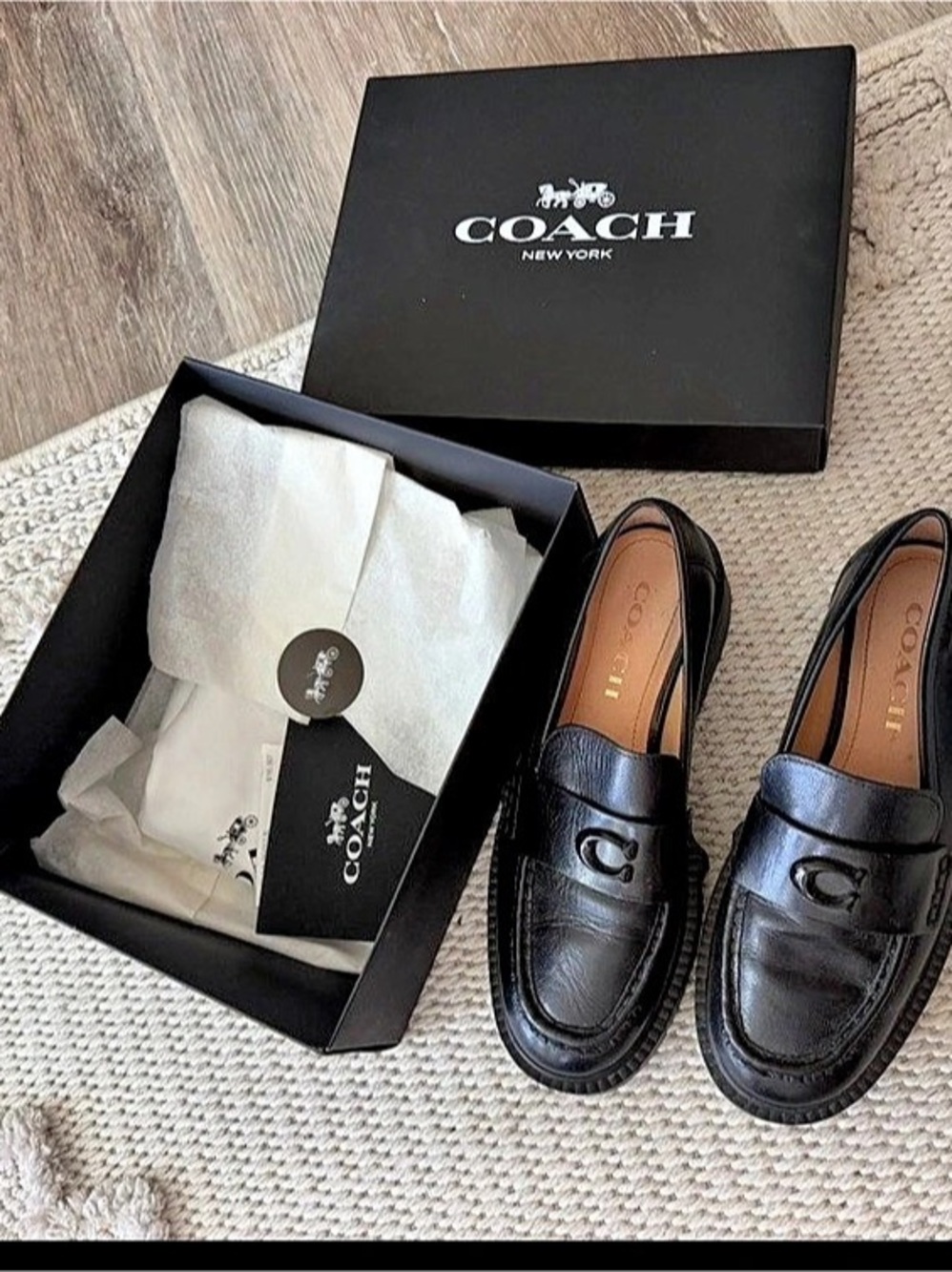 Coach Leah Platform Loafer Black